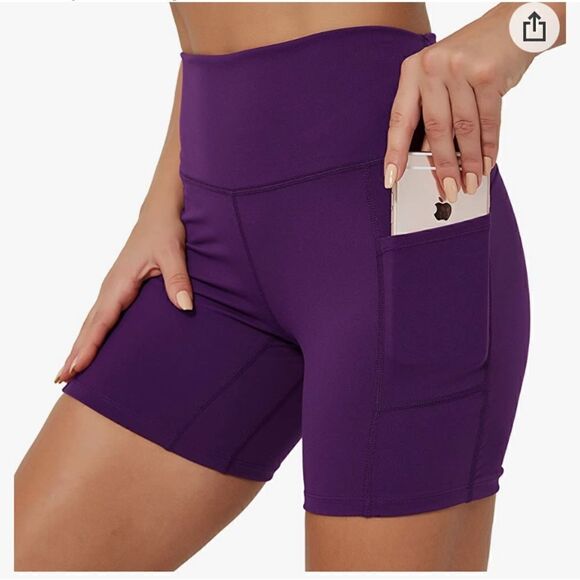 NWT Women's size Small Athletic Yoga Shorts with Pockets High Waisted - Picture 1 of 4
